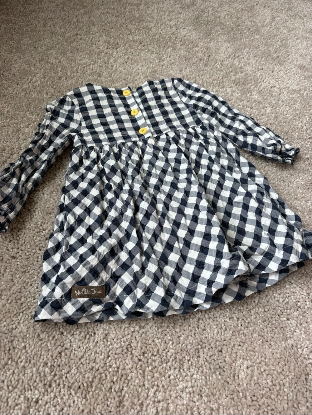 Matilda Jane Blue and White Gingham Dress with Yellow Trim